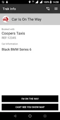 Coopers Taxis android App screenshot 1